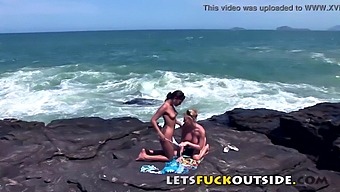 Outdoor Sex With Babes On Rocks Who Get Caught