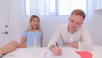 A Blonde Sorority Girl Gets Schooled In More Ways Than One By Her Tutor