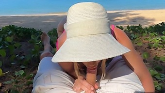 Aroused Blonde Experiences New Pleasures With Inked Partner On Beach