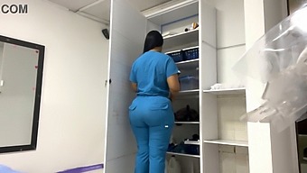 Latina Nurse Massages And Records Voluptuous Patient'S Large Natural Tits